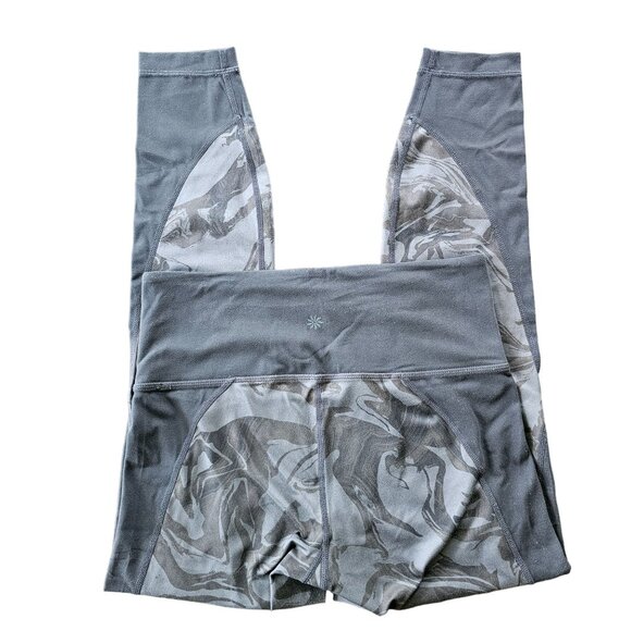 Athleta Swirl Gray Black and Mesh Crop Athletic Wear Leggings Pants size Small - Picture 6 of 10